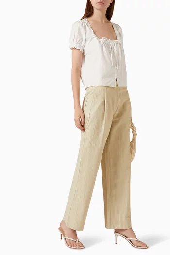 Tab Belt Wide-leg Pants in Organic-cotton