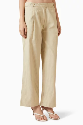 Tab Belt Wide-leg Pants in Organic-cotton