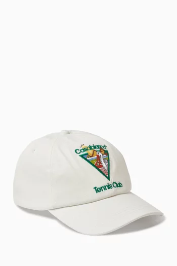 كاب برقعة مطرزة بشكل هرم وشعار Tennis Club‏ قطن
