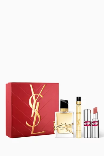 مجموعة هدايا ماء عطر ليبر وأحمر شفاه لوف شاين 44 بحجم صغير، توفير 28%