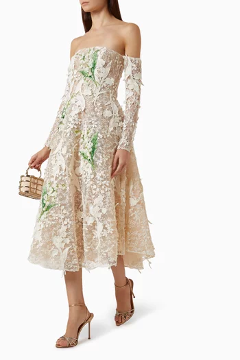 Ana Off-shoulder Bustier Midi Dress