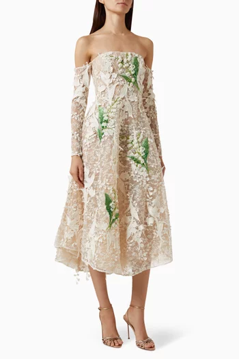 Ana Off-shoulder Bustier Midi Dress