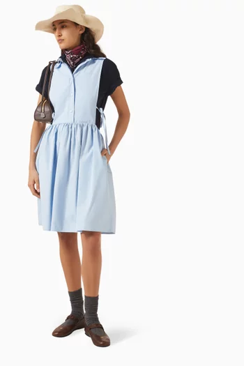 Side-tie Mini Dress in Cotton-poplin