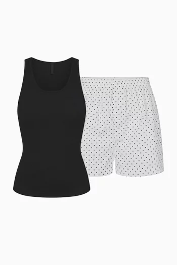Cotton Poplin Sleep Tank & Boxers Set