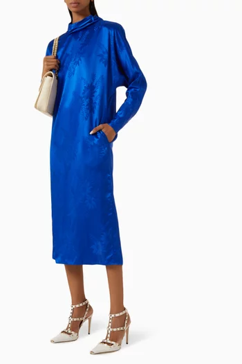 Flowerism Sunflowers Jacquard Midi Dress
