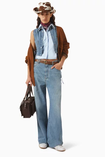 Cropped Chambray Tie Shirt