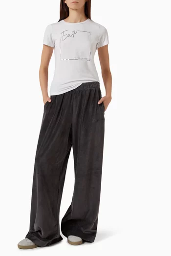 Wide-leg Sweatpants in Velour