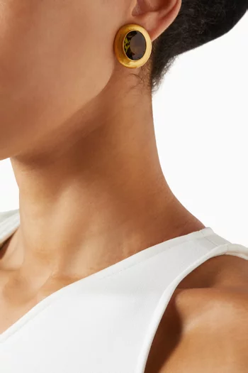 Rain Stone Clip Earrings in 22kt Gold-plated Brass