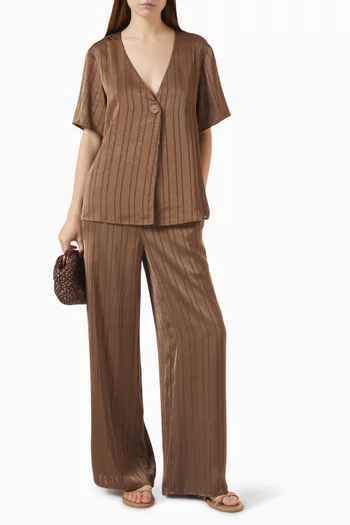 Deija Striped Pants in Satin