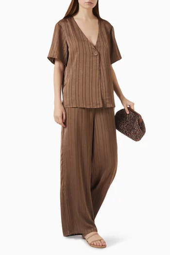 Deija Striped Shirt in Satin