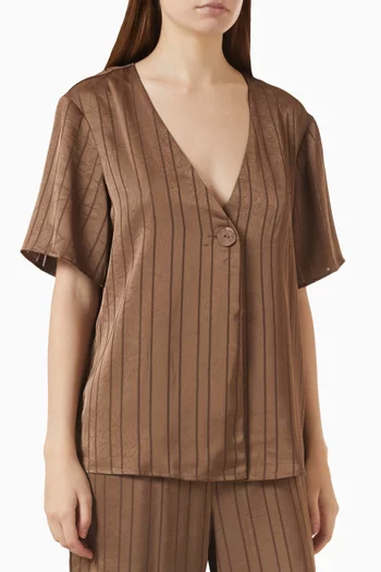 Deija Striped Shirt in Satin
