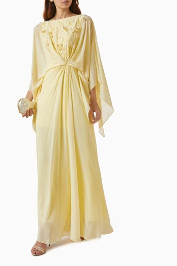 Knot Embellished Maxi Dress in Chiffon