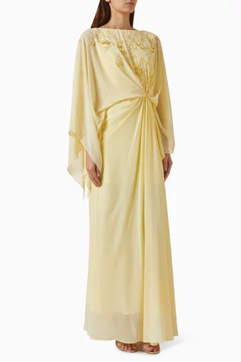Knot Embellished Maxi Dress in Chiffon