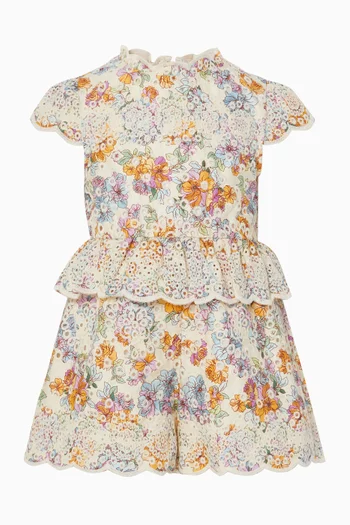 Posie Embroidered Floral Romper in Cotton