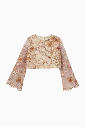 Starla Sequin-embroidered Top in Tulle