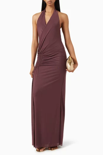 Marabou Halter Maxi Dress