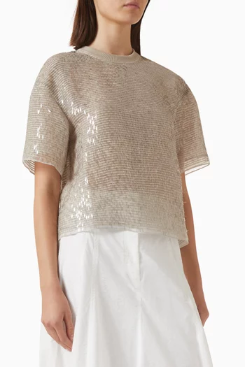 Dazzling Embroidered T-shirt in Silk