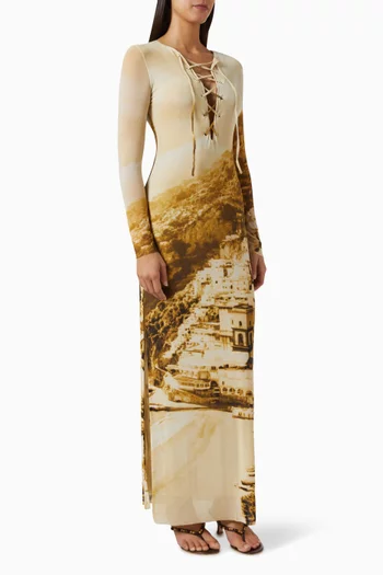 Reve Lace-up Dress in Mesh