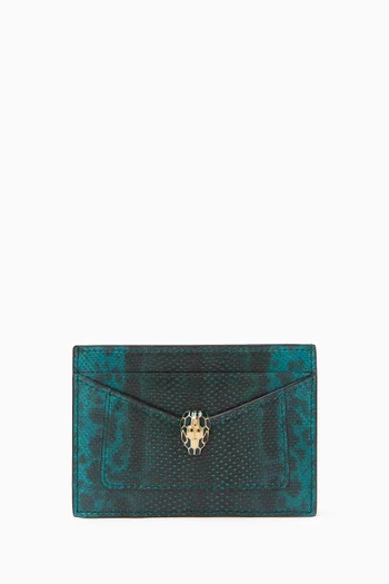 Serpenti Forever Card Holder in Karung Leather
