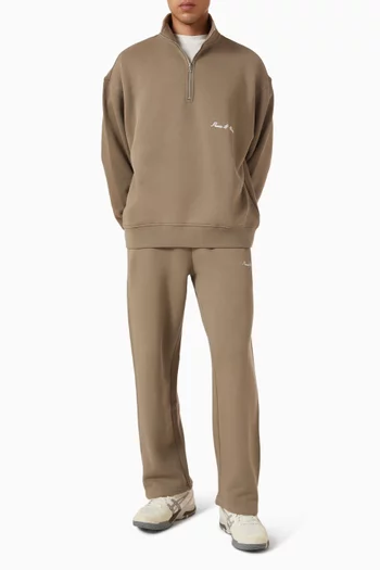 Signature Quarter Zip Up Sweatshirt in Cotton
