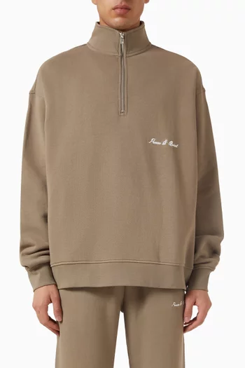 Signature Quarter Zip Up Sweatshirt in Cotton