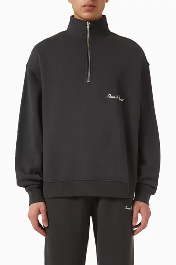 Signature Quarter Zip-up Sweatshirt in Cotton