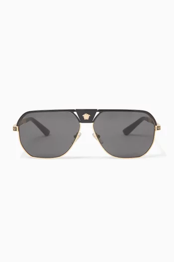 Logo Aviator Sunglasses in Metal