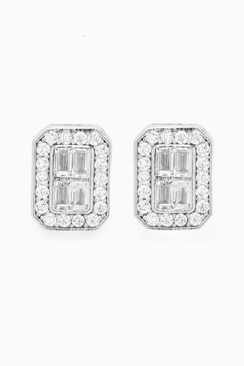 Crystal Stud Earrings in Rhodium-plated Sterling Silver