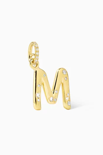 حلية جالاكتيك بحرف "M" مرصعة بالماس ذهب عيار 18