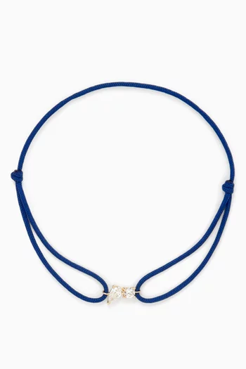 Duo Diamonds Rainbow Cord Bracelet in 14kt Gold