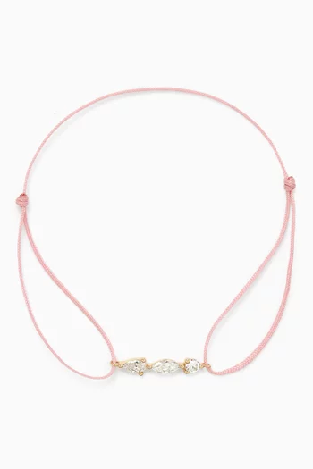 Alba Three Diamonds Rainbow Cord Bracelet in 14kt Gold