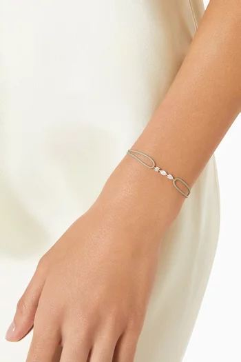 Alba Three Diamonds Rainbow Cord Bracelet in 14kt Gold