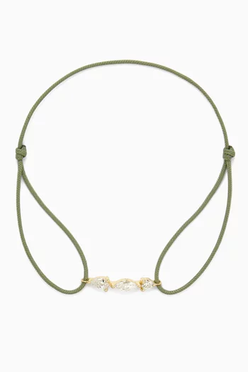 Alba Three Diamonds Rainbow Cord Bracelet in 14kt Gold