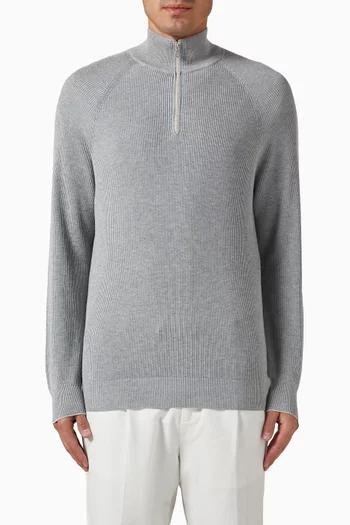 English Rib Half-zip Sweater in Cotton