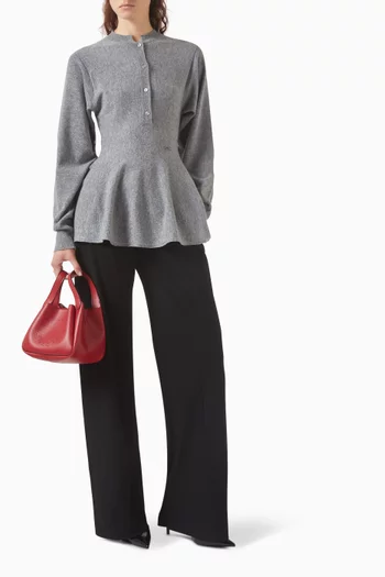 Peplum Knit Button Top