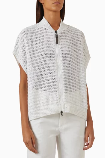 Openwork Cardigan in Linen Blend