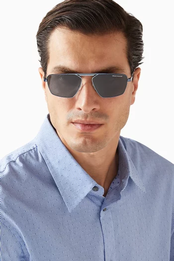 Geometric Aviator Sunglasses in Metal