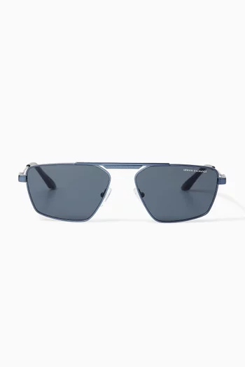 Geometric Aviator Sunglasses in Metal