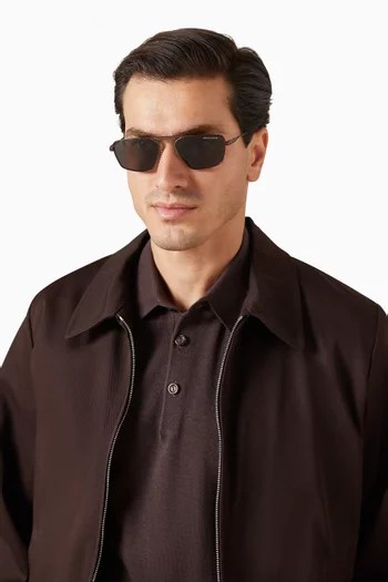Geometric Aviator Sunglasses in Metal