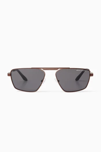 Geometric Aviator Sunglasses in Metal