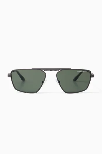 Geometric Aviator Sunglasses in Metal