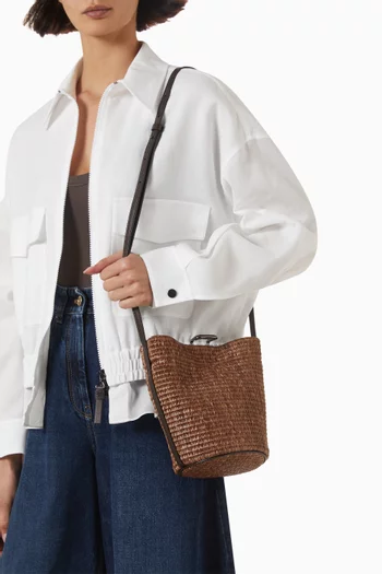 Small Bucket Bag in Techno Raffia