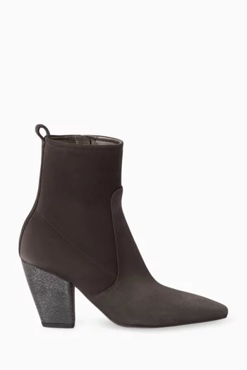 Monili Heel 90 Ankle Boots in Suede