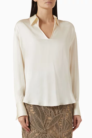 V-neck Top in Silk-satin