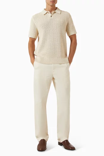 Seed-stitch Rib Polo Sweater in Cotton