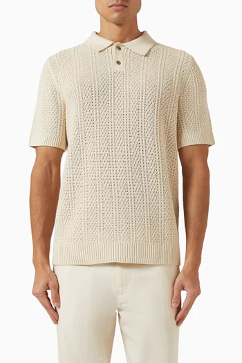 Seed-stitch Rib Polo Sweater in Cotton