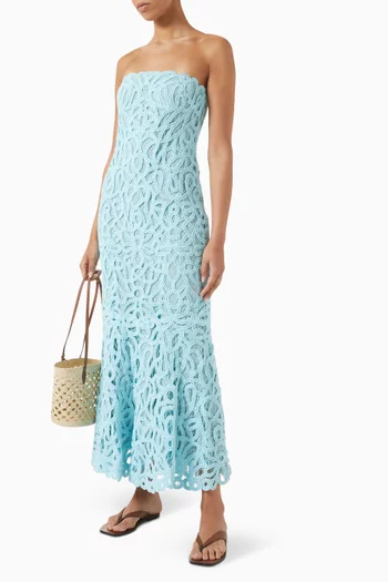 Clairis Lace Bustier Midi Dress in Cotton-blend