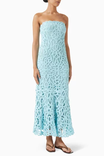 Clairis Lace Bustier Midi Dress in Cotton-blend