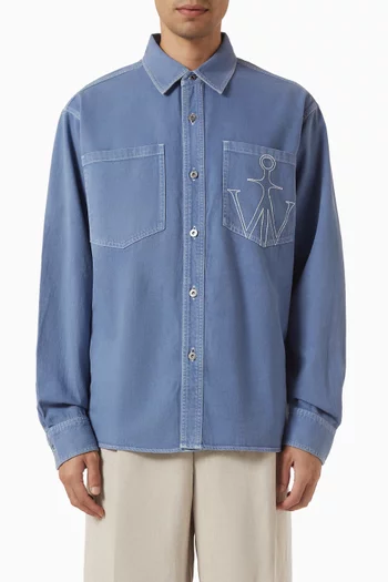 Oversized Embroidered Shirt in Denim