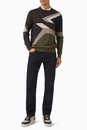 Graphic Intarsia Sweater in Virgin Wool